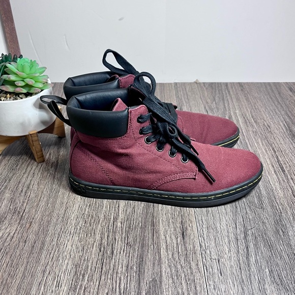 *Dr Marten | Maelly Lace Up Canvas Padded Collar Boot in Cherry Red Size 7 - Picture 5 of 15